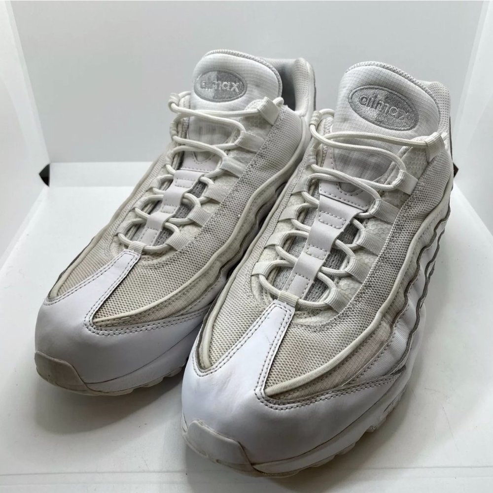 Nike Mens Air Max 95 Essential CT1268-100 White Gray Sneaker Shoes Size 12
